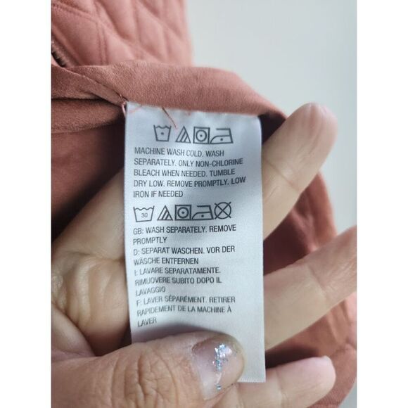 Logo by Lori Goldstein Pink Brown Cotton Quilted Full Zipper Light Jacket sz XL - Picture 7 of 8